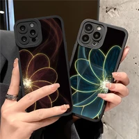 ins beautiful flower silicone soft phone case for iphone 7 8 plus se2 12 11 13 pro max cover black background for iphone xr x xs