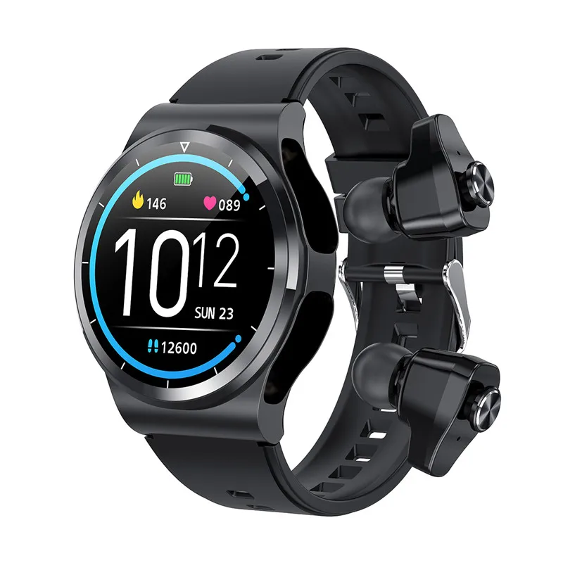 

New GT69 Smart Watch For Men Women TWS Wireless Stereo Earphone Bluetooth Call Weather Heart Rate Customized Dial Smartwatch