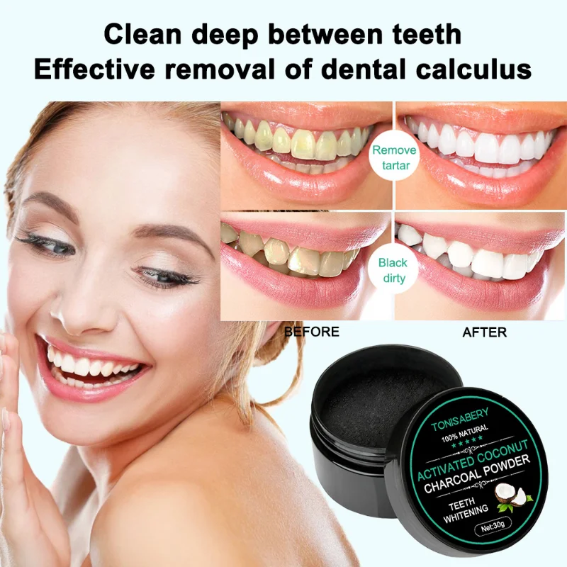 Teeth Whitening Powder Activated Charcoal Coconut Natural Organic Powder Teeth Whitener Oral Hygiene Dental Tooth Care Product