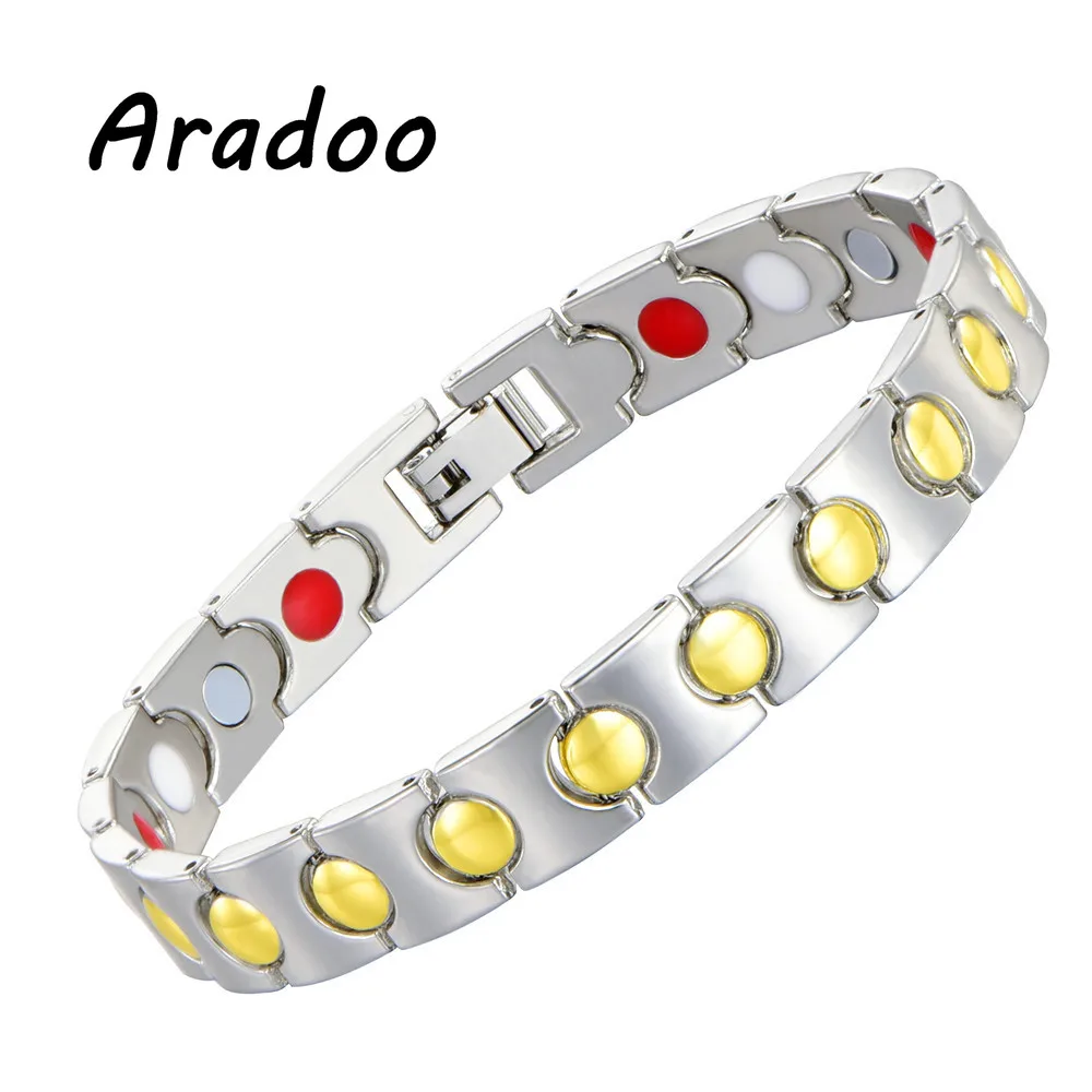 

ARADOO Copper Gold Plated Magnetic Energy Negative Ion Health Energy Bracelet
