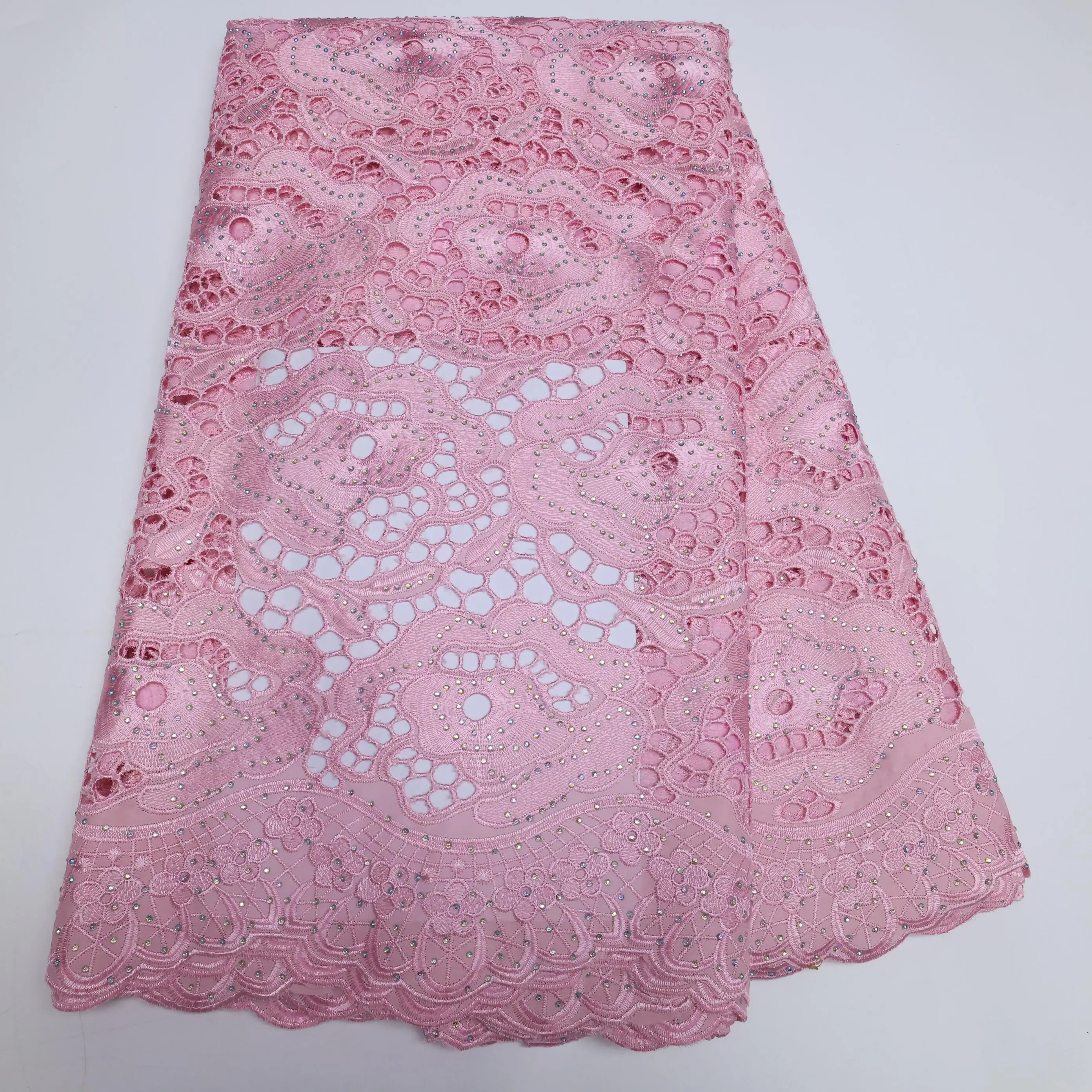 

African French Cotton Lace Fabric With Stones Dubai Style For Nigerian Garment Sewing 2022 High Quality Lace 5Yards