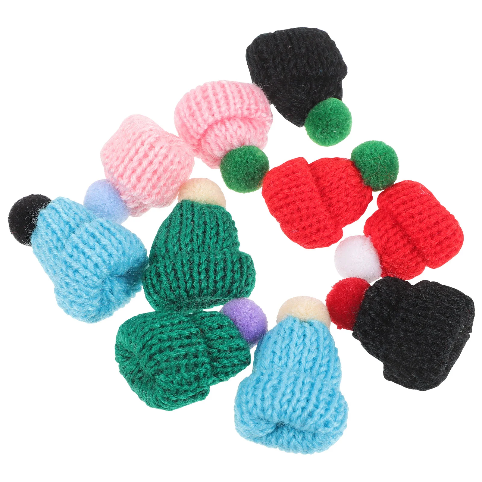 

10pcs Knitting Mini Hats DIY Craft Supplies Crochet Mini Pompon Hats Caps (Mixed Color)