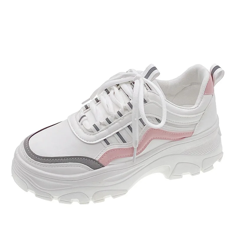 

women's Casual Shoes New Spring Women's Shoes Fashion Breathable Lace Up Ladies Sneakers Thick Sole Comfortable Running Shoes 41