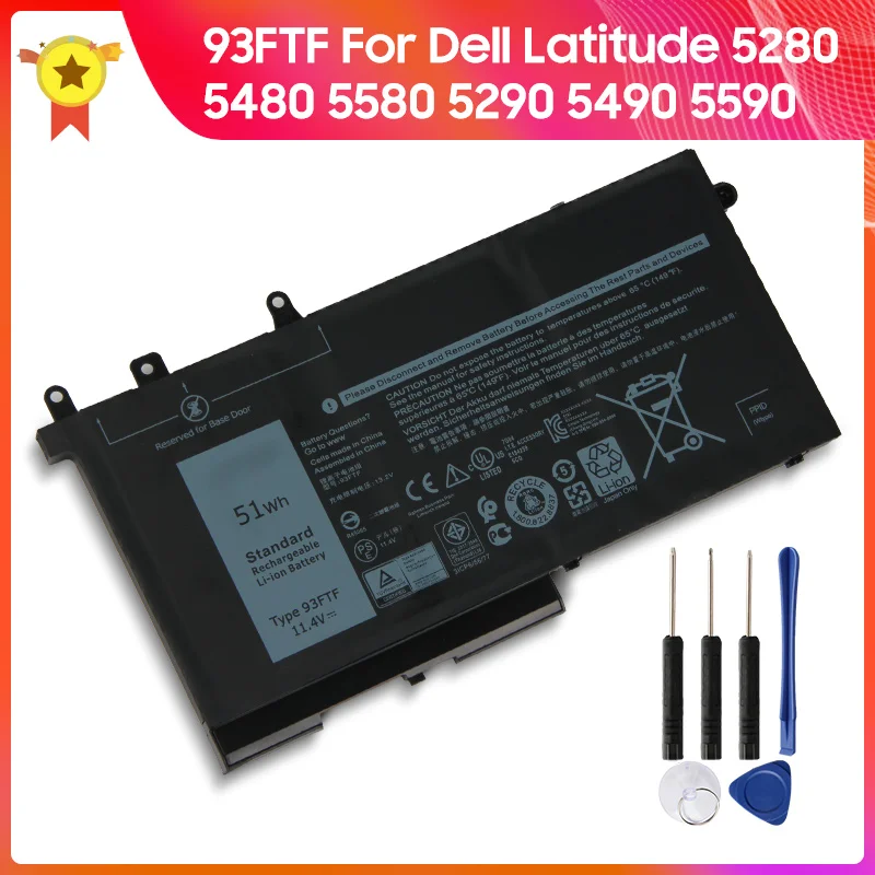 Batería auténtica 93FTF para Dell Latitude 5280, 5480, 5580, 5290, 5490, batería Original 083XPC 83XPC D4CMT 4YFVG 51wh + herramientas