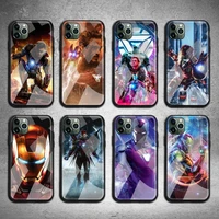 bandai marvel superhero iron man phone case tempered glass for iphone 13 12 11 pro mini xr xs max 8 x 7 6s 6 plus se 2020 cover