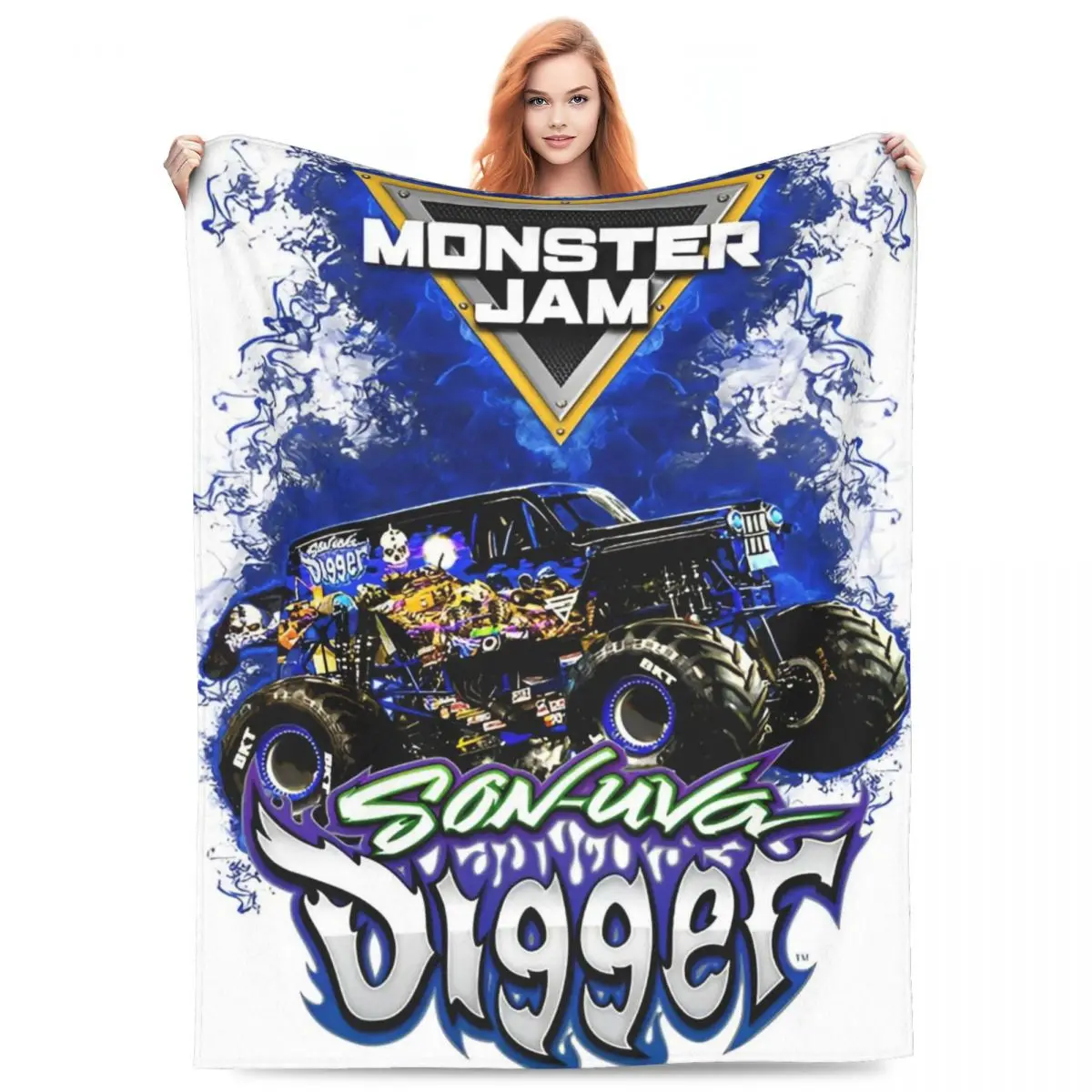 Флисовые одеяла Monster Jam Grave Digger Truck Синее одеяло Digg для кровати Ультра-мягкий