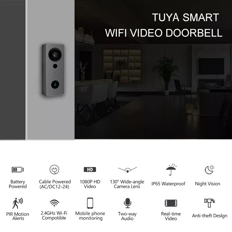 Smart Life Wireless Doorbell Camera WiFi 1080P Video Eye Intercom for Home Security Alarm Peephole Waterproof Door Bell enlarge