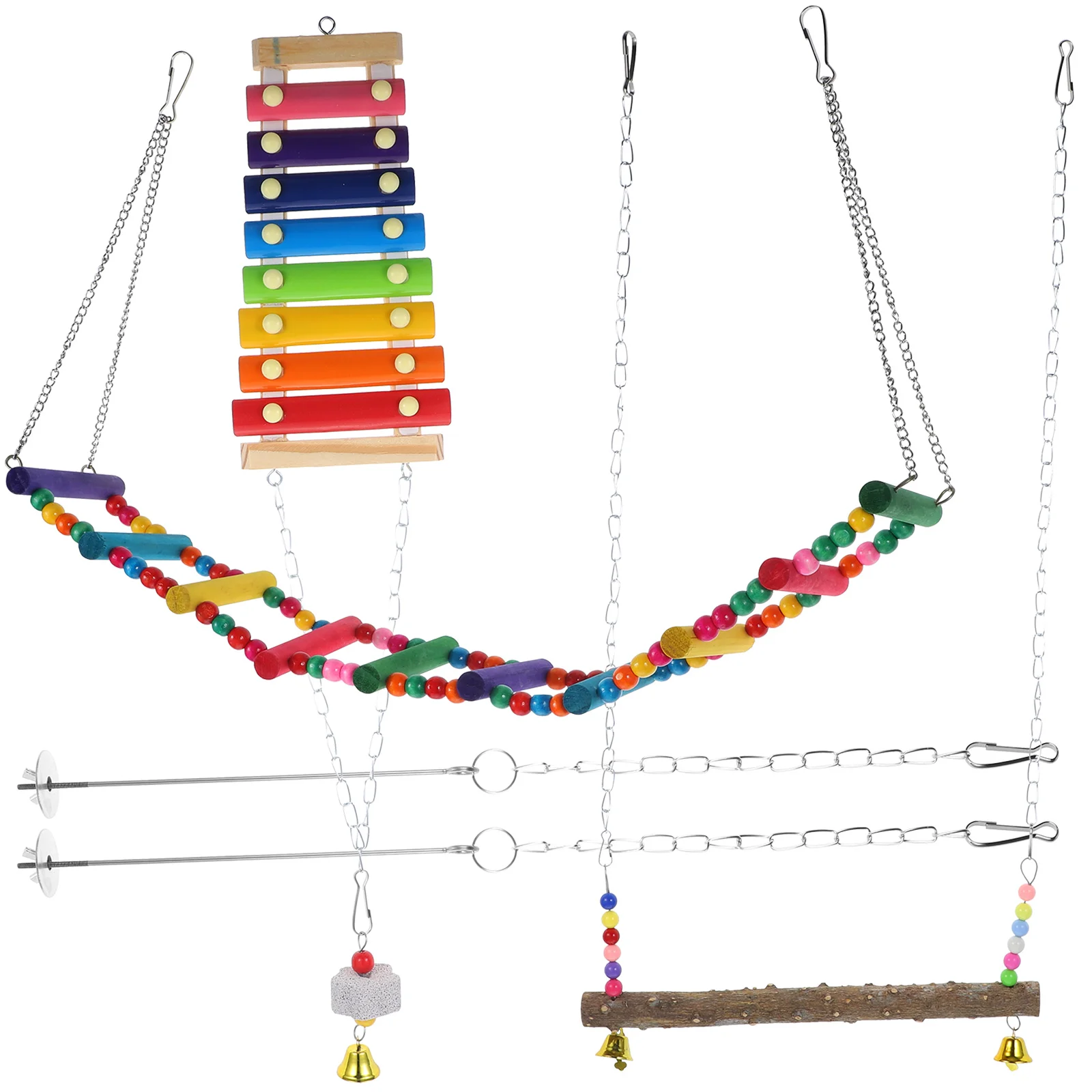 

1 Set Of Colorful Creative Funny Chicken Xylophone Perch Roosts Toys for Parrot