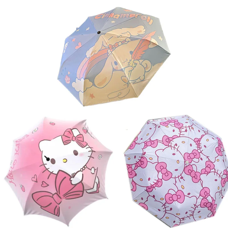 

Kawaii Sanrios Hellokittys Cinnamoroll Umbrella Dual-Use Cute Cartoon High-Value Automatic Compact Portable Umbrella Female