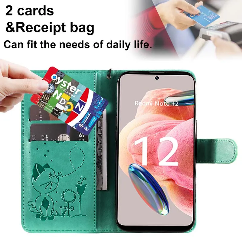 Кожаный чехол-книжка для POCO M6 Pro C65 X5 X6 4G чехол-бумажник Xiaomi Redmi Note 12 13 12S A1 A2 A3 Plus 12C 13C