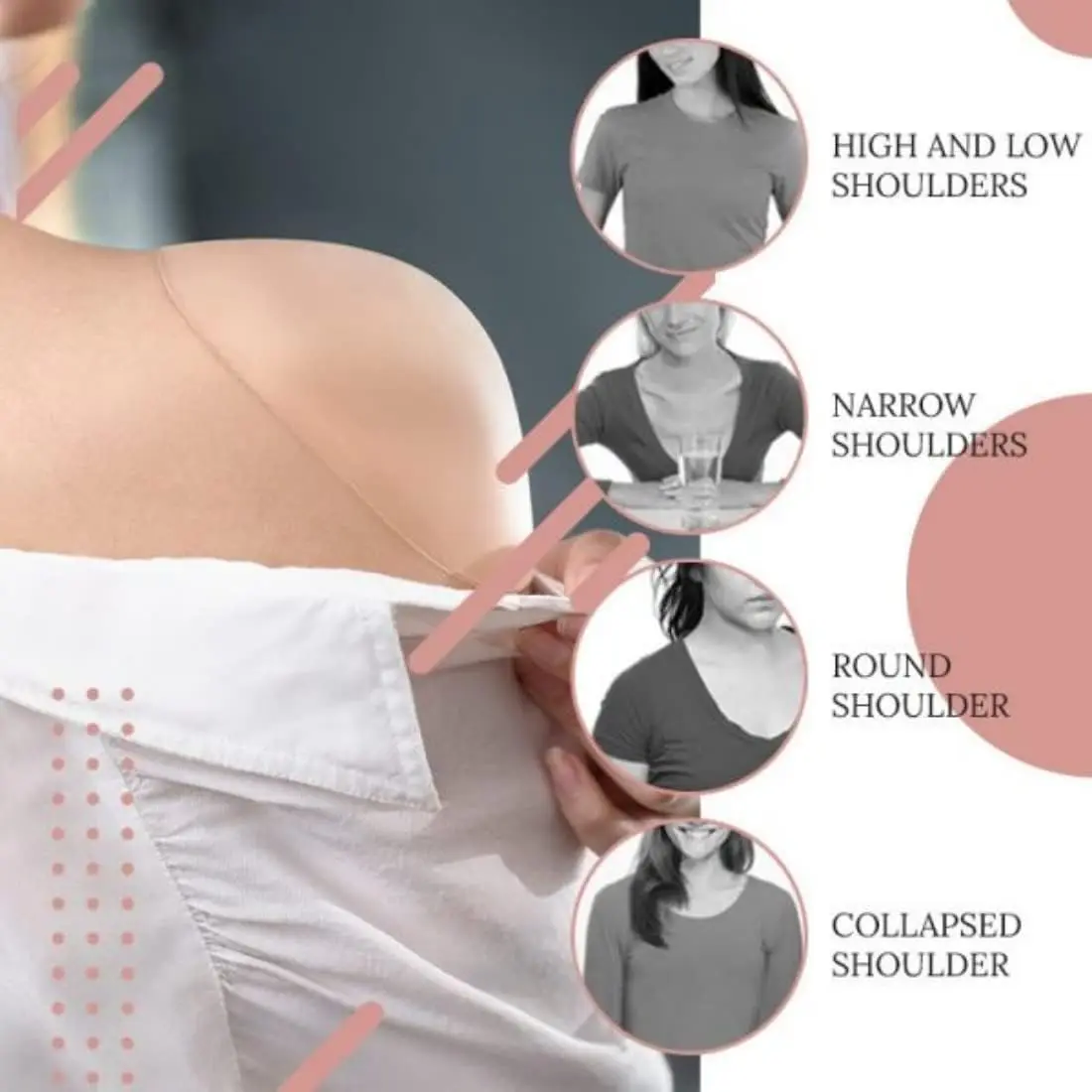 Silicone Shoulder Pads Womens Clothings Anti-Slip Shoulder Push-up Pads Reusable Natural Invisible Enhancer Shoulder Pads Cloth