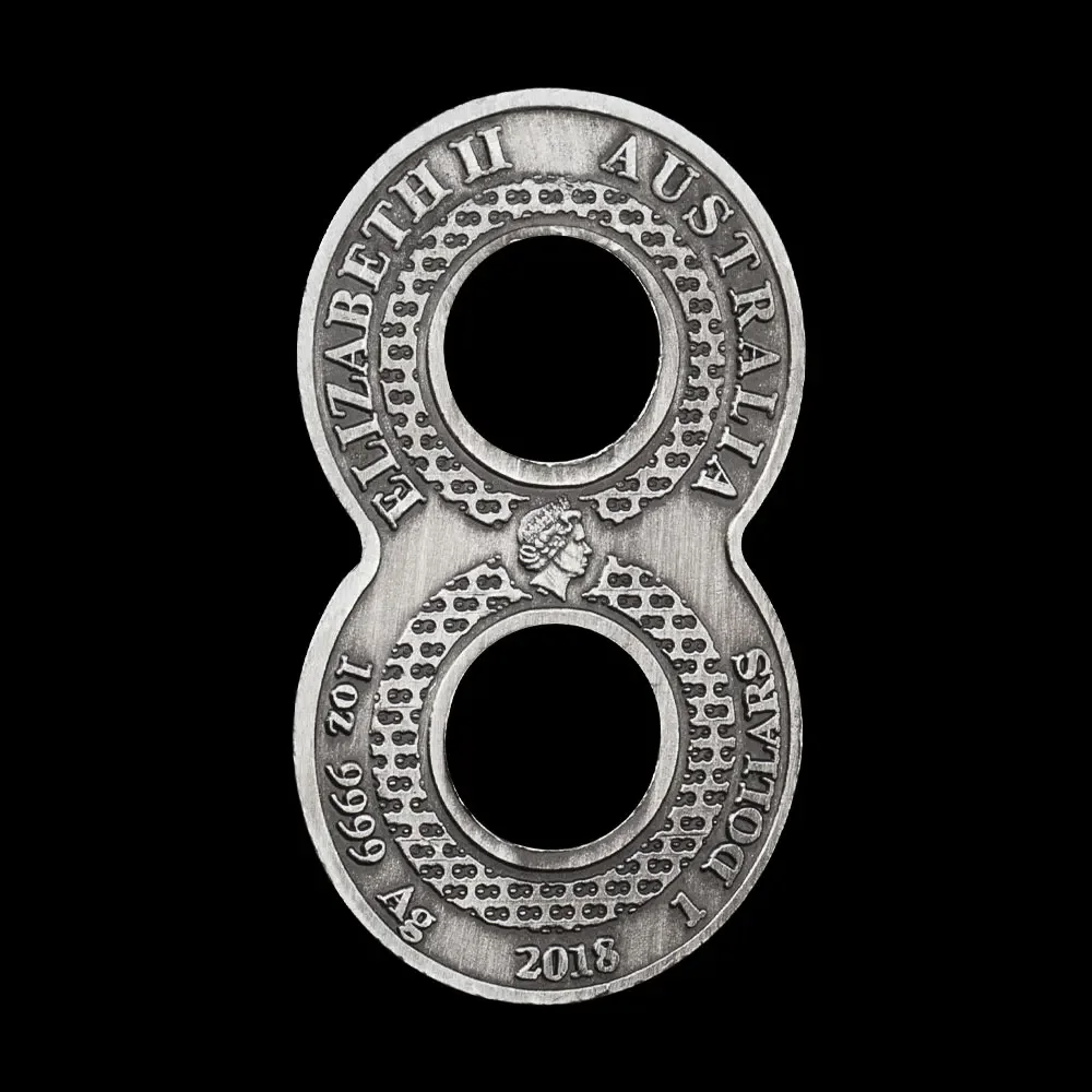 2018 Австралия Дракон Антикварная монета Challenge 8 форм Елизавета II Металлические