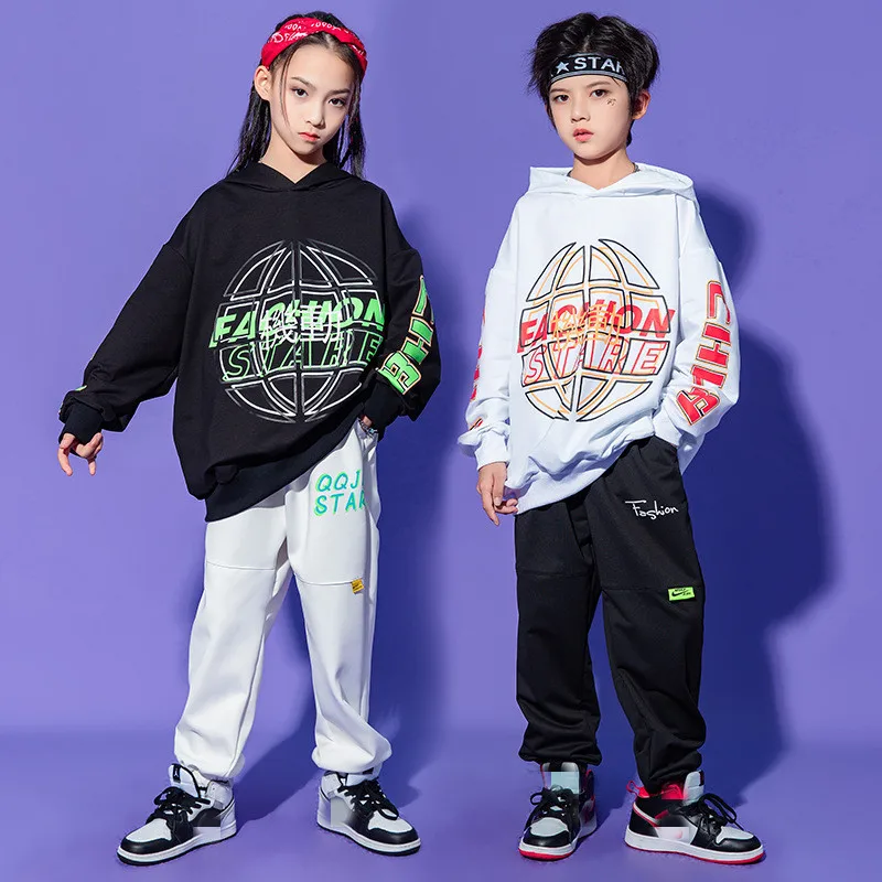 

4-18 Yrs Kids Hip Hop Outfits Jazz Dance Clothes Girls Boys Green Hoodies Running Tie Dye Pants Cotton Ballroom Dancing Costumes