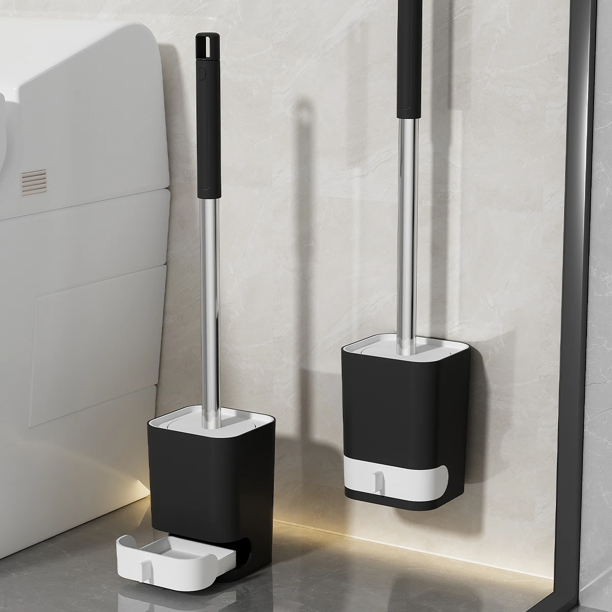 WORTHBUY Щетка для унитаза настенная с длинной ручкой и основанием