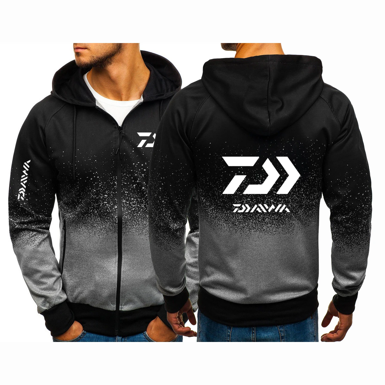 

Daiwa Fishing Logo 2023 Men's New Gradient Sweatshirts Harajuku Hoodies Zip Pullover Handsome Cotton Clothing Jackets Coat Tops