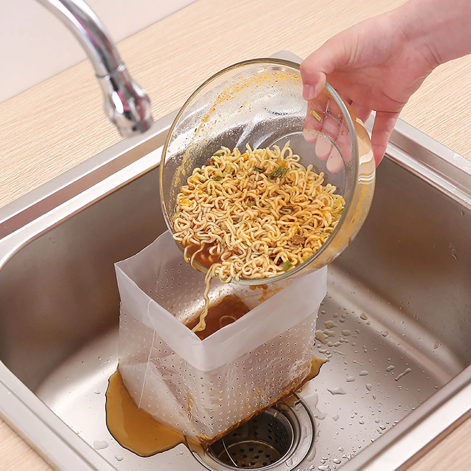 

30PCS Disposable Sink Filter Mesh Bag Strainer Waste Filter Garbage Bag Kitchen Vegetable Fruit Outdoor Washing Pouch