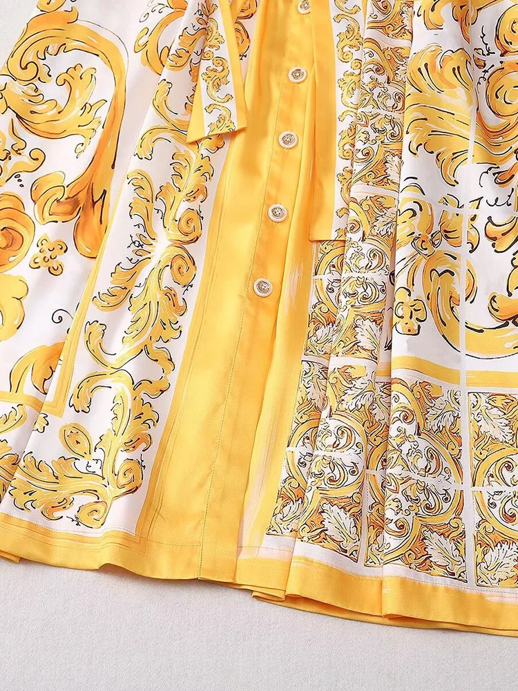 Женское Элегантное Длинное Платье AELESEEN лето 2024 туника с воротником и поясом