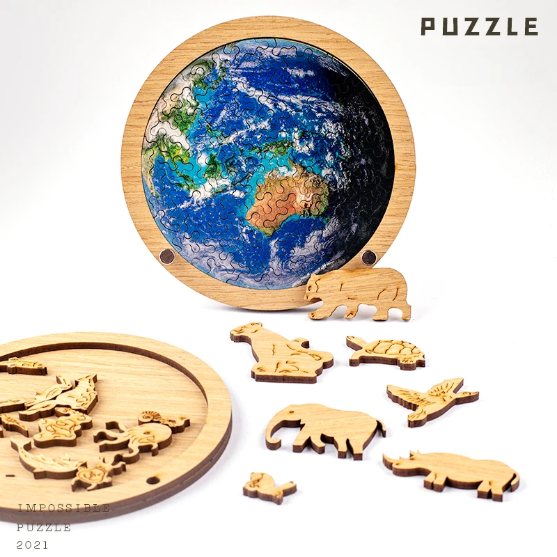 Пазл небольшая Земля пазл особой формы подарок на день детей 1 июня деревянный с