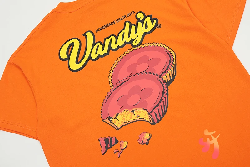 24ss уличная одежда VANDYTHEPINK футболки хлопковые оранжевые Топы шоколадный пирог