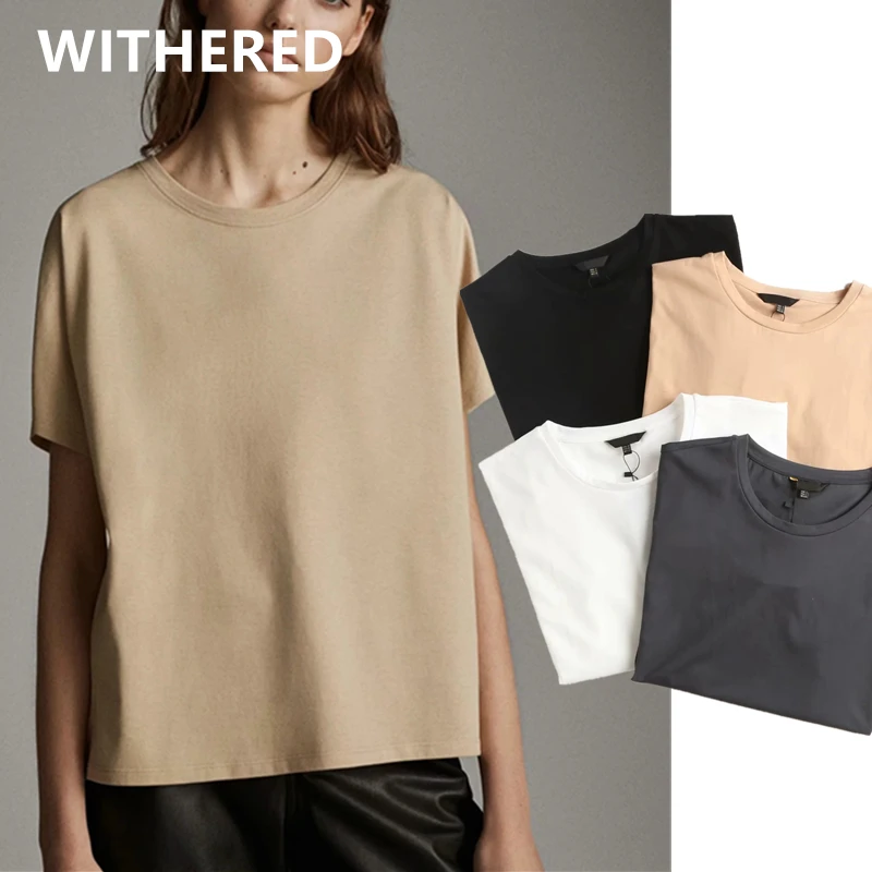 

Withere 2022 Enlgand Style High Street Boyfriend Basic Cotton Simple Summer T Shirt Women Loose Harajuku TShirt Camisetas Tops