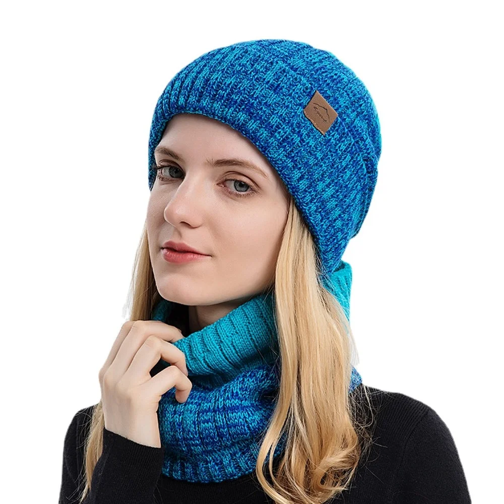 

2pcs Winter Hat Scarf Sets for Woman Balaclava Hat for Man Thick Fleece Lined Mens Beanies Skullies Winter Set Man