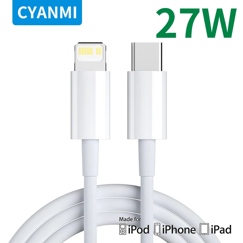 

CYANMI 27W PD Fast Charging USB Type C to Lightning Cable For iPhone 14 13 12 Pro Max Mini Charger Cable Data Phone Accessories