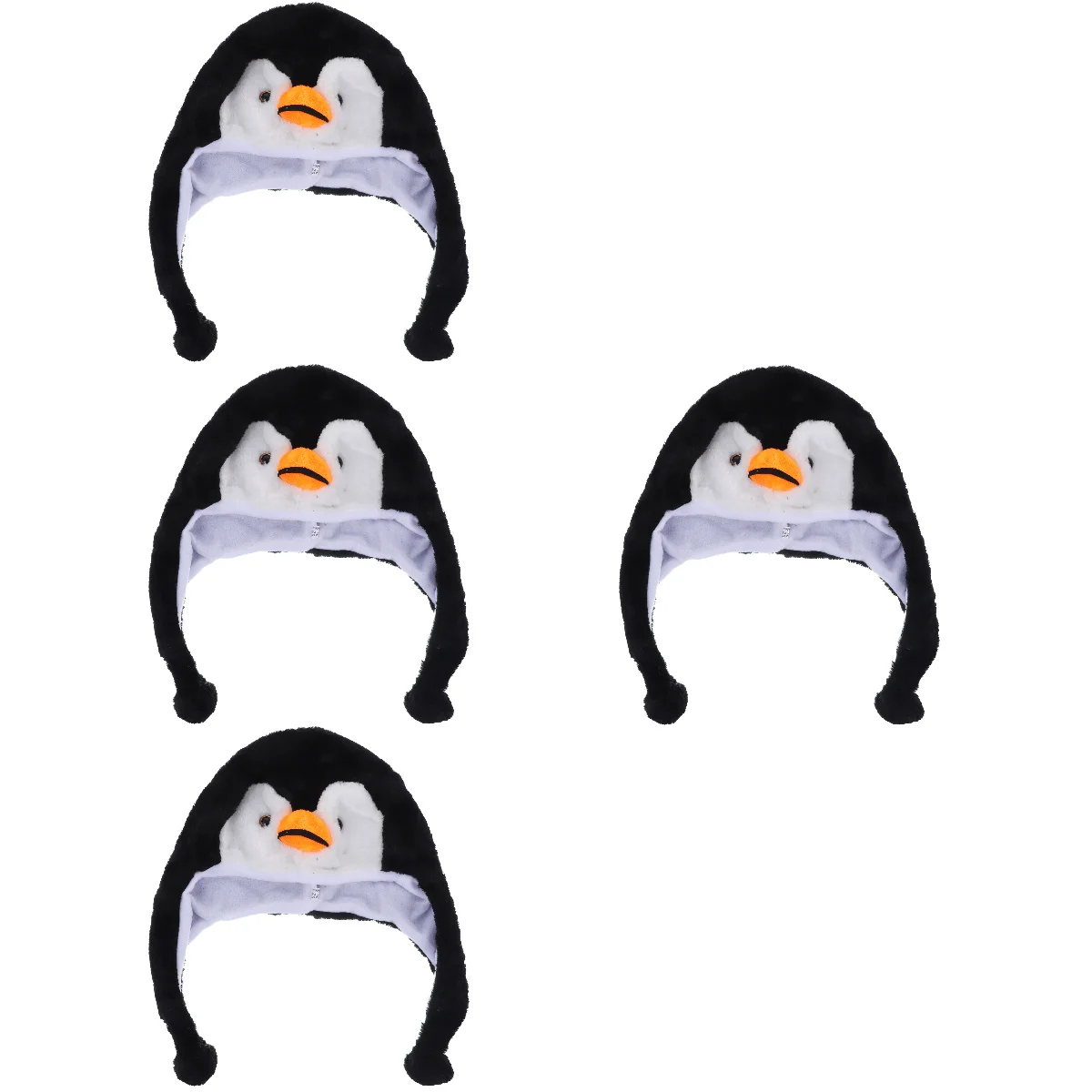 

4x Winter Plush Hooded Scarf Winter Hat Funny Costume Hat Party Favors Kid Hat Fancy Dress Party Hat Penguin Headwear
