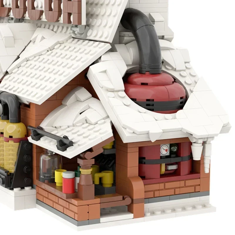 Модель уличного вида Moc строительные блоки технологические для зимней деревни