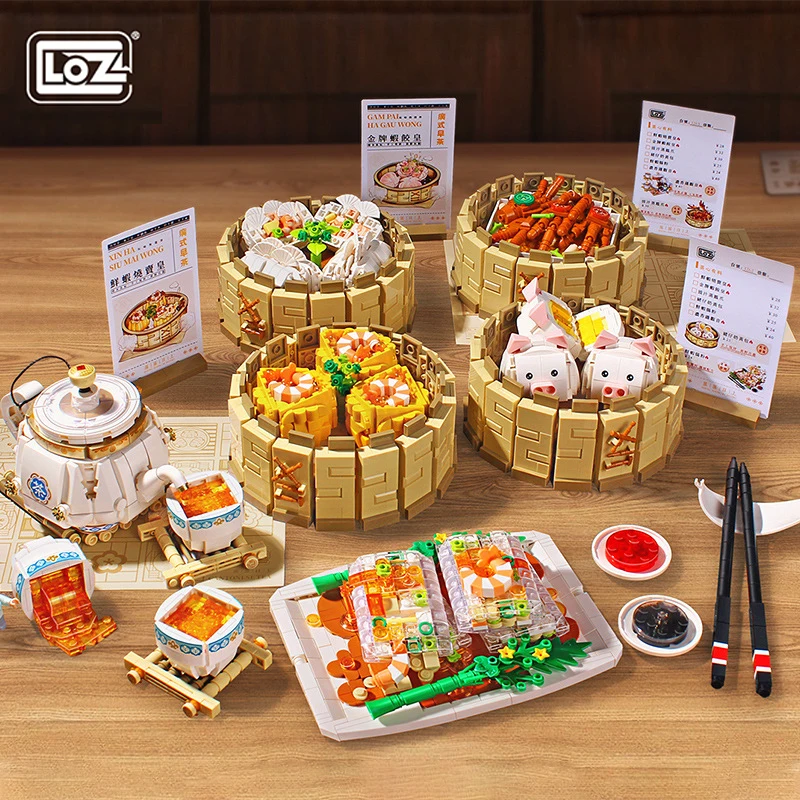 

LOZ Creative Cantonese morning tea gourmet building blocks traditional Chinese dim sum building blocks children's toys Gift