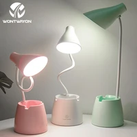 led desk lamp three color stepless dimming touch 360%c2%b0 bendable desk lamp bedside reading eye protection night light usb charging