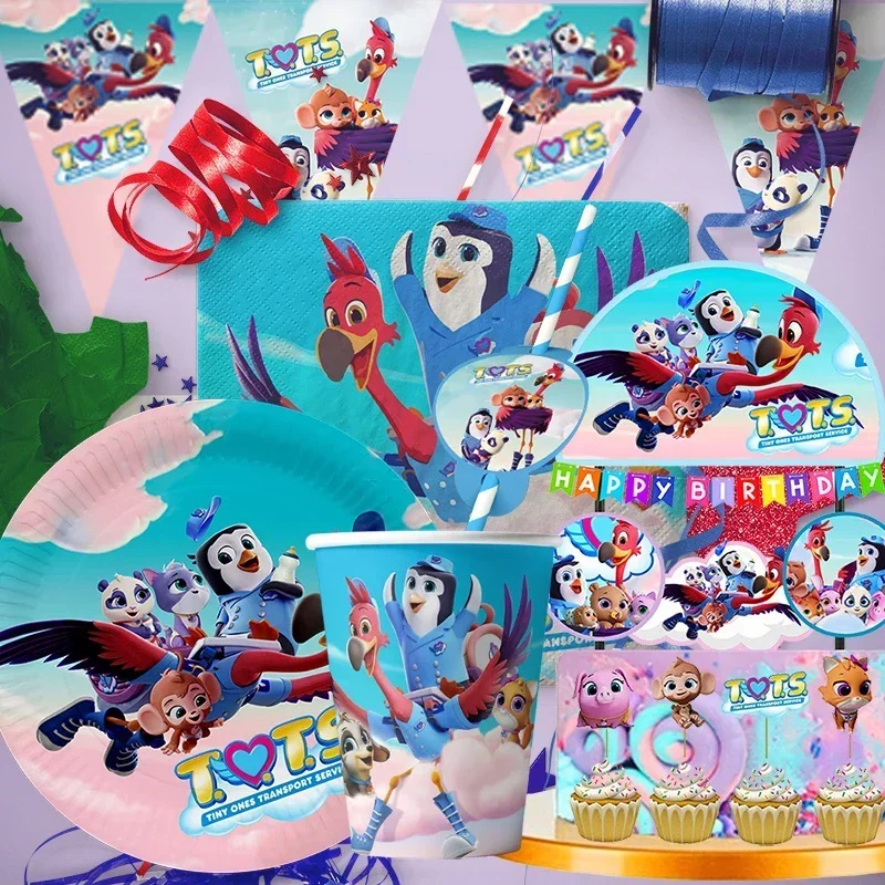 Принадлежности для вечеринки Disney Junior T.O.T.S. Набор посуды чашки тарелки этикетка