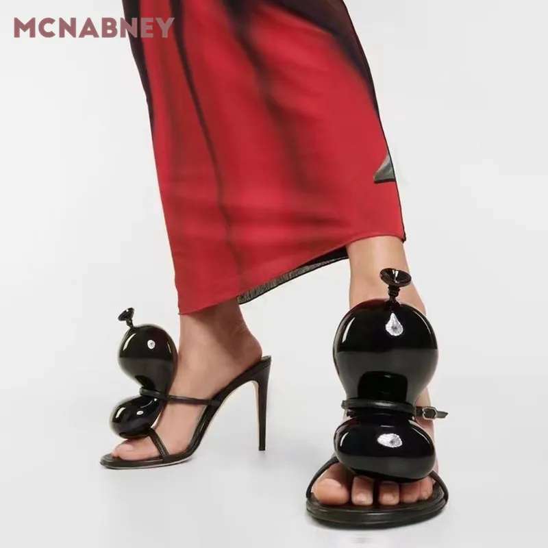Balloon Decoration Niche Design Slippers Retro Fashion Stiletto Sandals Summer New Slip On Fashion High Heel Oversized Sandals