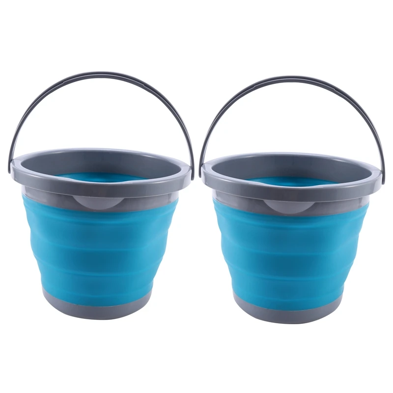 

2X 5L Folding Bucket With Cover Portable Folding Bucket Car Wash Fishing Promotion Bathroom Kitchen Bucket Camping