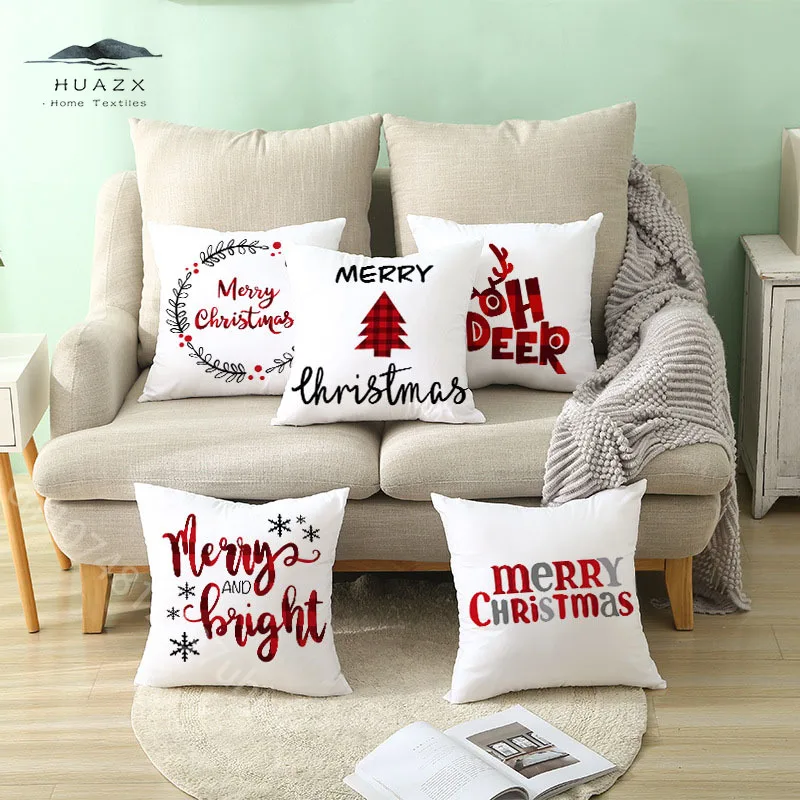 

Letter Christmas Tree Print Pillow Case Snowflake Cushion Cover Home Decorative Bedroom Living Room Sofa Study Throw Pillowcase