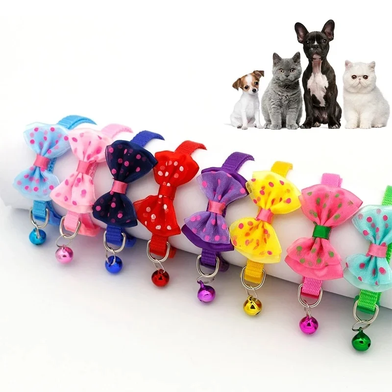

Pet Bow Collar with Bell Personalised Dog Collar Dog Collars Cat Collar Universal Adjustable for Cats and Dogs Dog Accessories