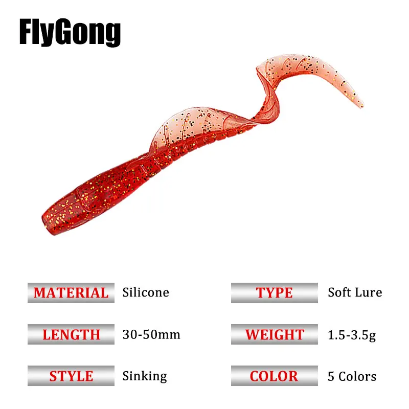 Фото Flygong 20 шт. Мягкая приманка 1,5 г/2,5 г/3,5 г, вьющаяся приманка из червей, воблеры, плавающие приманки, рыболовные светящиеся искусственные одиноч... №2