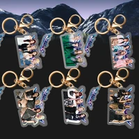 kpop aespa girls karina creative 2 piece set acrylic keychain key ring pendant new korea fashion gifts k pop ae winter giselle