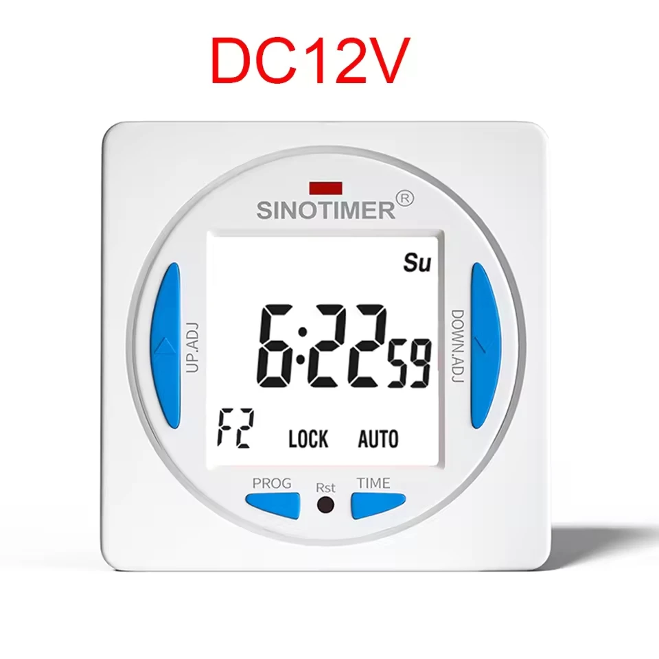 

12 В постоянного тока, 2 канала, независимое управление, 7 дней, программируемый таймер на 24 часа с двумя релейными выходами, 1 секунды, 16 А