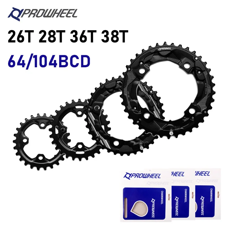 PROWHEEL 104/64BCD MTB Велосипедные звездочки с двойной цепью 26T 28T 36T 38T Цепная пластина каретки горного велосипеда.