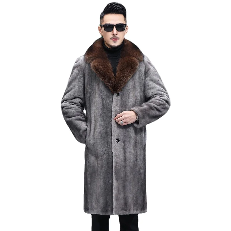 

Модная мужская одежда S-6XLNew длинное большое пальто из искусственного меха норки