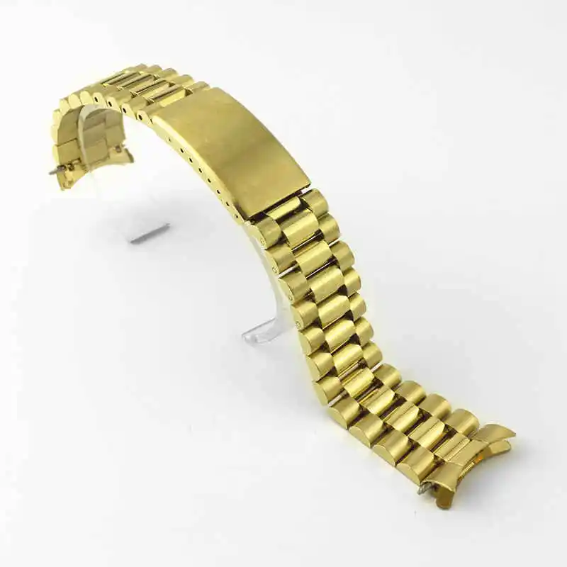 18mm 19mm 20mm 21mm Stainless Steel Universal Silver Gold President Curved End Watch Strap Band Bracelet Fit For ROX SKX Watch