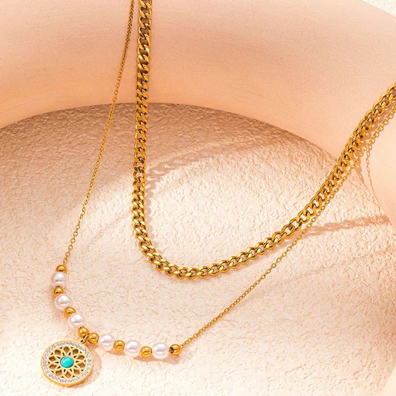 Женское Винтажное Ожерелье ENSHIR Из Нержавеющей Стали 316L С Искусственным Жемчугом