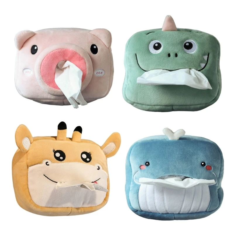 

Animal Tissue Box Multifunctional Removable Plush Paper Boxes Holder for Car