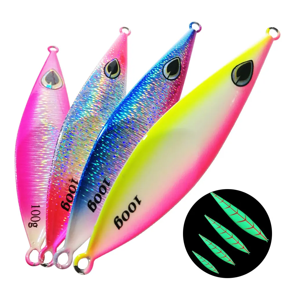 

AS Pesca Slow Jig Lure Fishing Pitch Jigs 80g100g Slow Metal JIgsaws Jigging Sinking Glow Jig Slow Falling luminuous Angler Bait