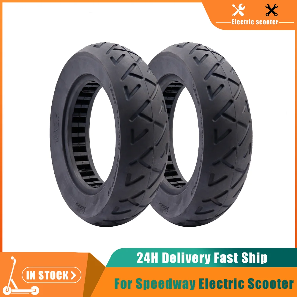 Skateboard Tyre Solid Hole Tires Shock Absorber Non-Pneumatic Damping Rubber Tyres Wheels for Speedway 10x2.50 Solid  Scooter