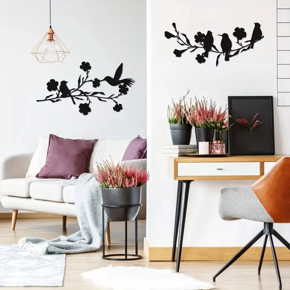 1 шт. потрясающая металлическая Настенная картина с птицами 2024-декор черными