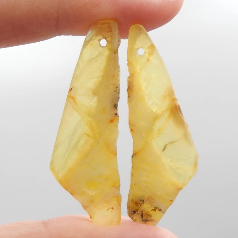

Natural Gemstone Yellow Opal Fashion women earring pair,Semiprecious stone ,Jewelry accessories,41x13x2mm4.7g