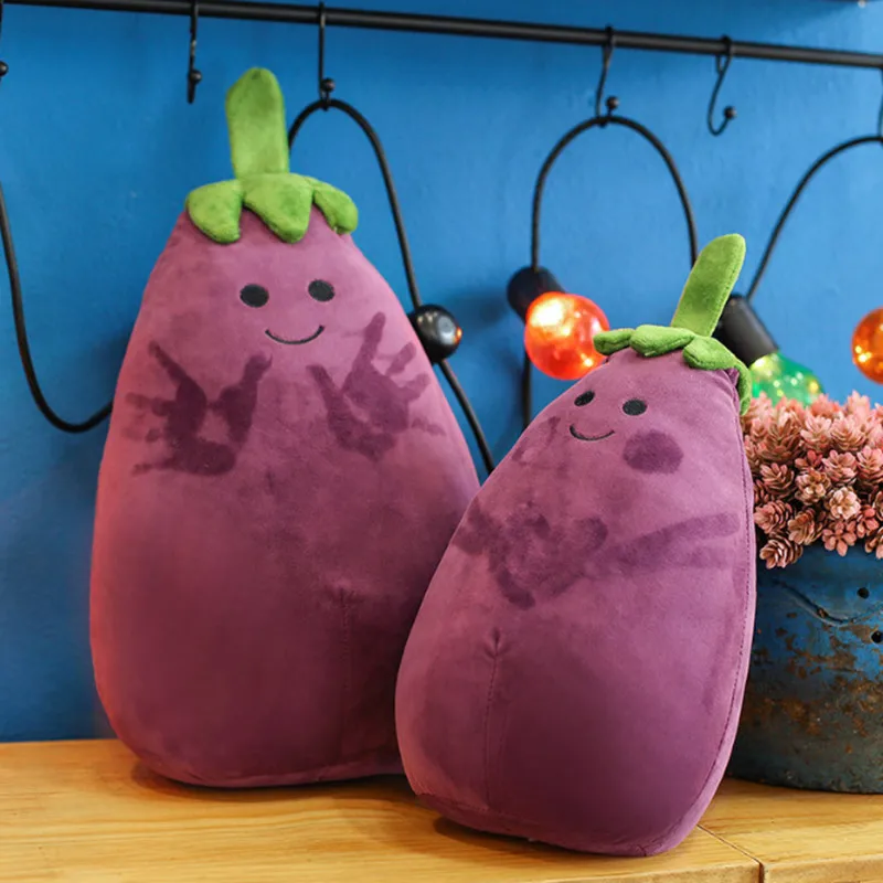

25cm Stuffed Doll Plush Purple Eggplant Simulation Vegetable Fun Decor PillowDifferent Facial Expressions Eggplant Plush Toy