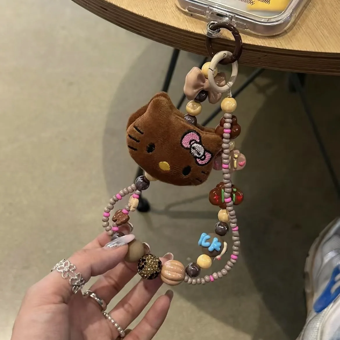 Милый Sanrio Гавайи Hello Kitty брелок из бисера мультфильм плюшевый ремешок для