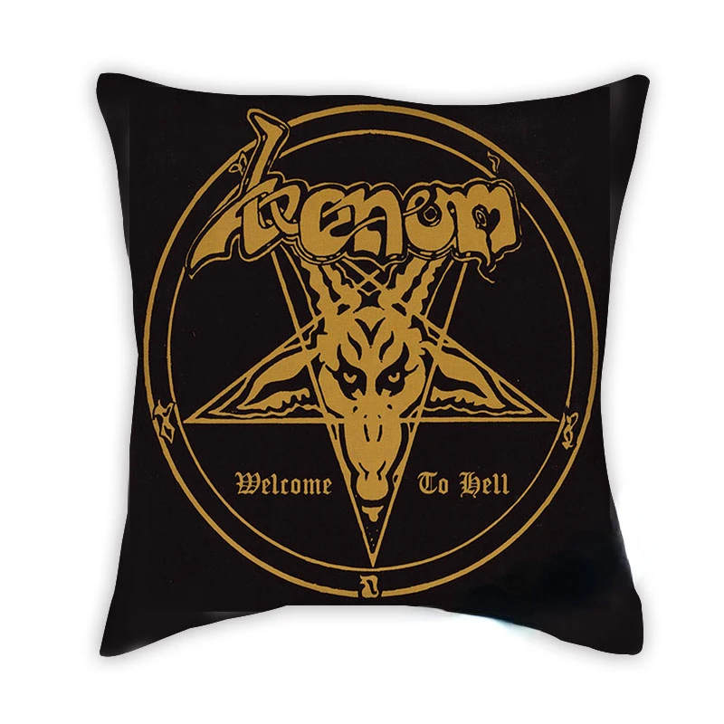 

Black Metal 3D Printed Polyester Decorative Pillowcases Throw Pillow Cover Square Zipper Pillow Cases Fans Gifts Home